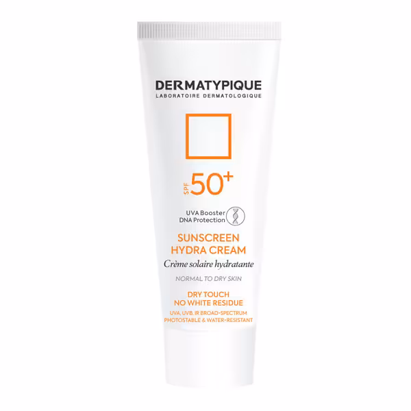 ضد آفتاب بی رنگ هیدرا درماتیپیک مناسب پوست خشک و نرمال SPF50 حجم 50 میل