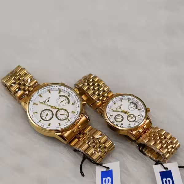 ست ساعت مچی عقربه ای سیکو سفید طلایی مدل 42