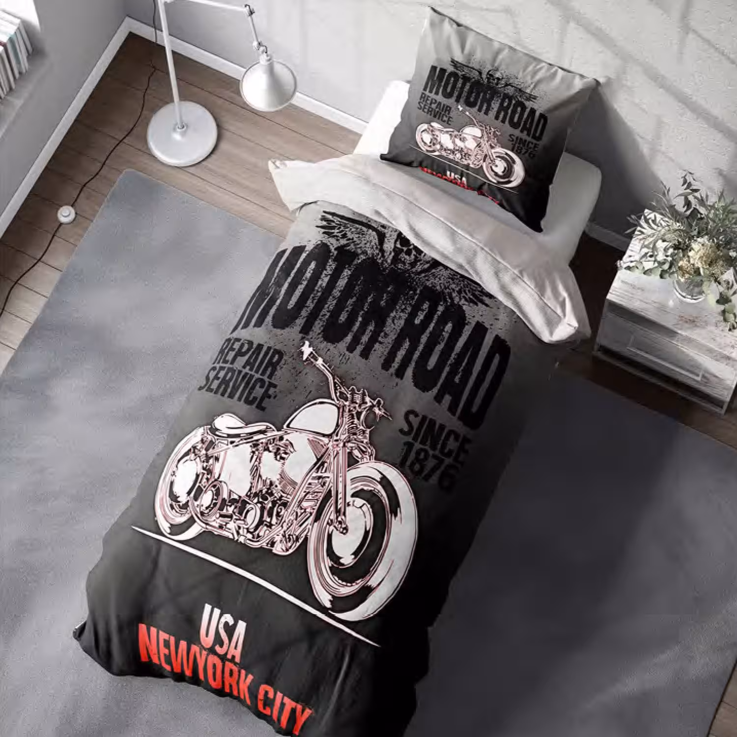 سرویس خواب کد M-4128 طرح موتور یکنفره 4 تکه