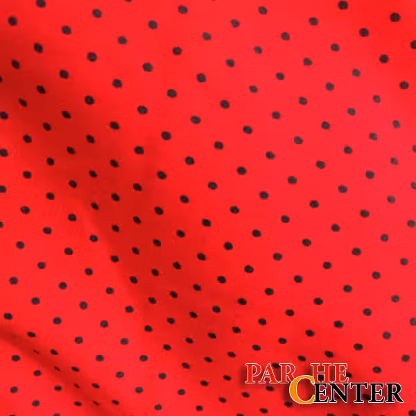 پارچه نخی خالدار قرمز مشکی