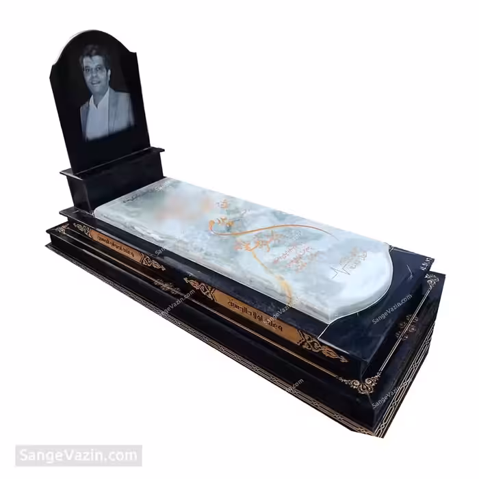 سنگ مزار مرمر سبز با باکس مشکی