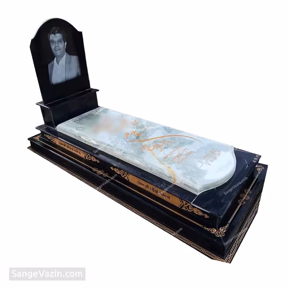 سنگ مزار مرمر سبز با باکس مشکی