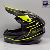 کلاه کاسکت کراسی Tekno تکنو مشکی فسفری طرح دار