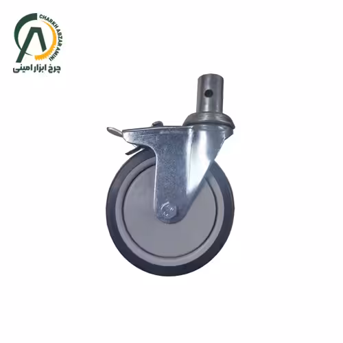 چرخ فروشگاهی بلبرینگی B پینی گردان ترمزدار قطر 125 میلی متر