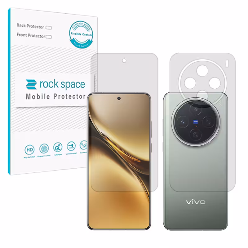 گلس صفحه نمایش و پشت گوشی ویوو X200 مدل نانو هیدروژل شفاف برند راک اسپیس کد SS