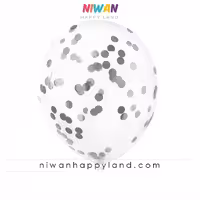 بادکنک شفاف پولکی نقره ای