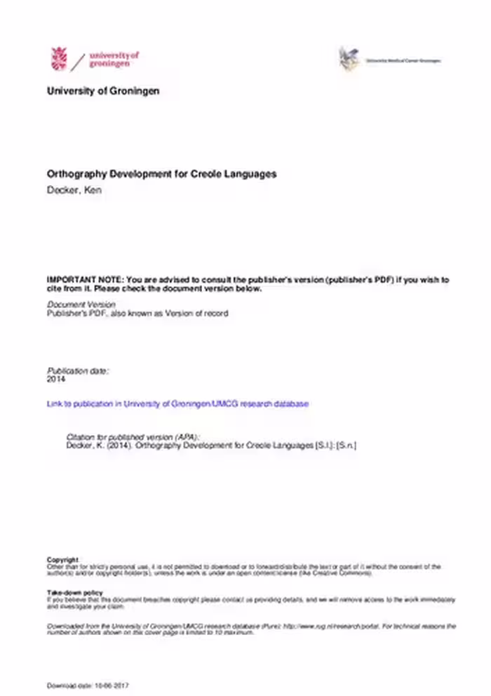 خرید و دانلود نسخه کامل کتاب Orthography Development for Creole Languages