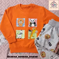 ست بلوز و شلوار، اسپرت دخترانه و پسرانه، جنس پنبه، شلوار تمام چاپ، سایز 35، 40 و 45، تکرنگ نارنجی، کیفیت و قیمت عالی