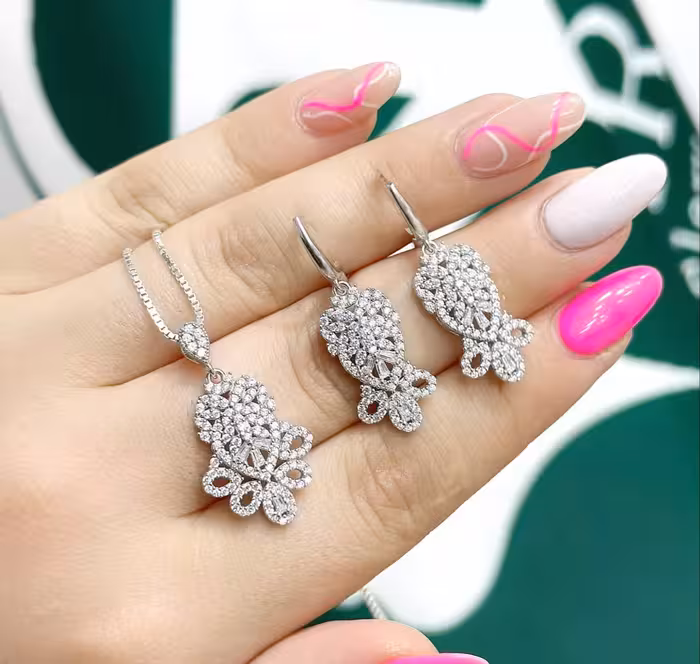 نیمست زنانه نقره جواهری کد 00380