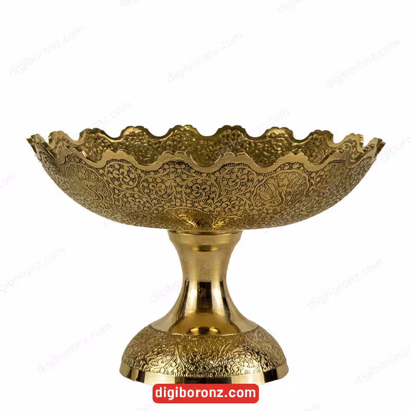 ظرف لب قلعه برنجی برنزی طرح طاووس سایز 8