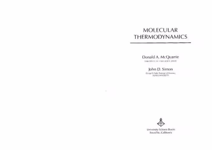 خرید و دانلود نسخه کامل کتاب Molecular Thermodynamics