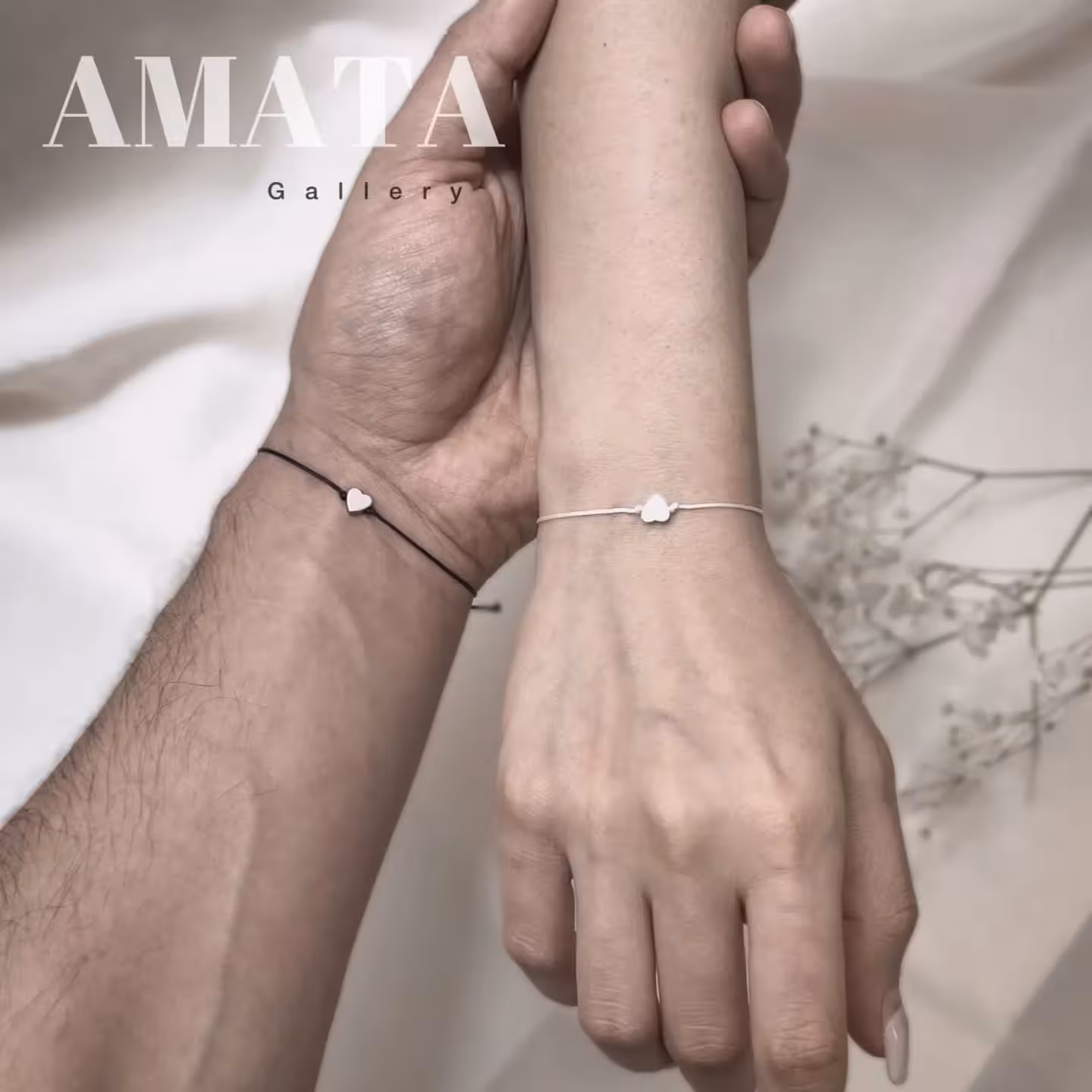 دستبند ست دونفره قلب (سنگ حدید)