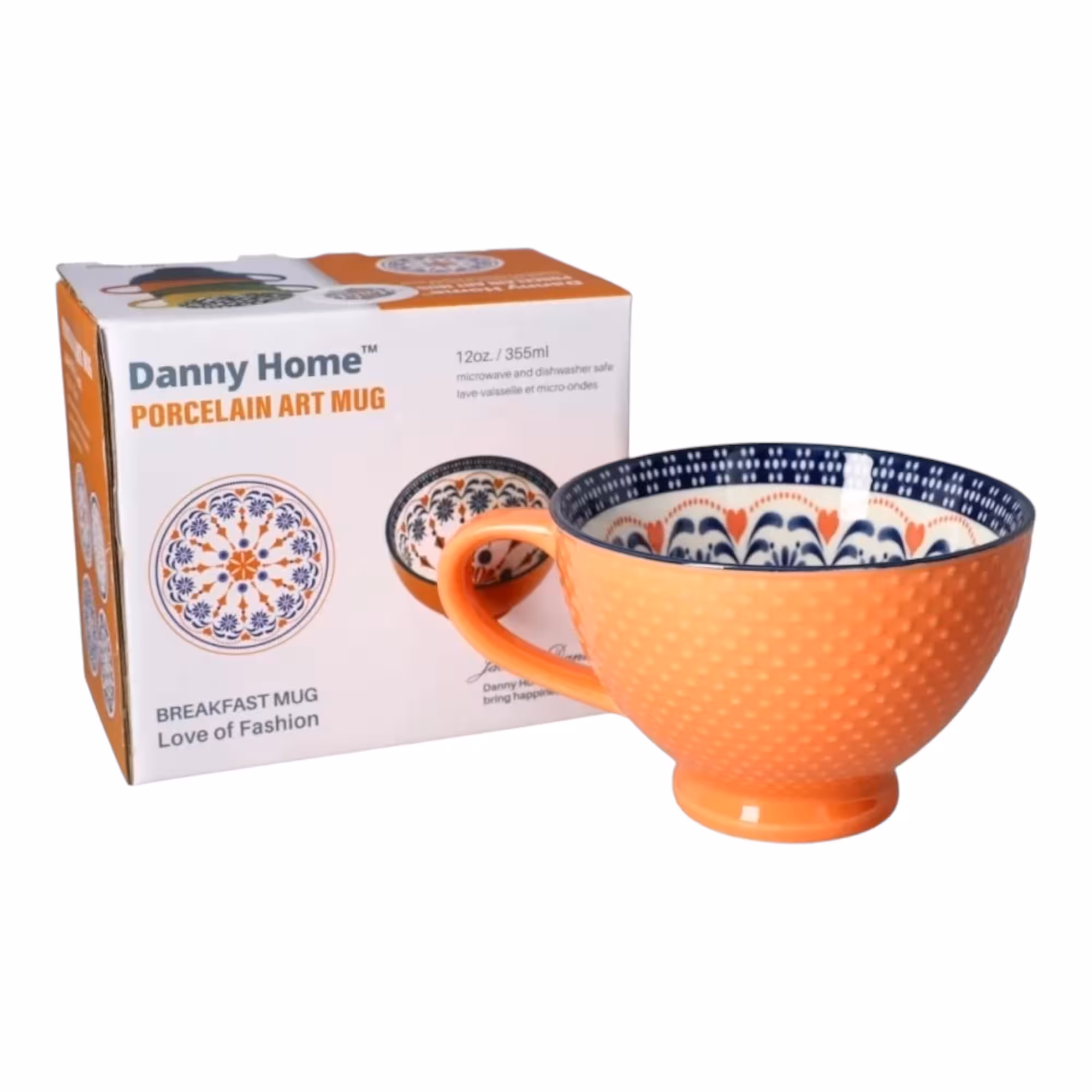 فنجان لته‌خوری دنی‌هوم (Danny Home) طرح نارنجی داخل بوهمی