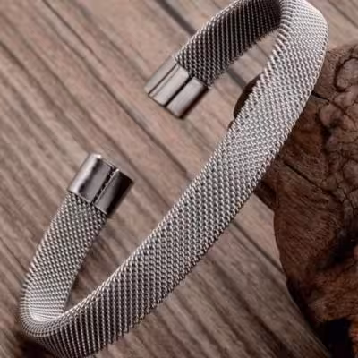 دستبند استیل توری فری سایزنقره ای