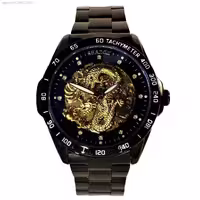SHADOW WATCH AS8165M جدید اتوماتیک گوکی شادو اتومات صفحه با طراحی شبیه پتک جدید 2020 ** نشانگرها نگین دار براق ** مشکی درب استیل