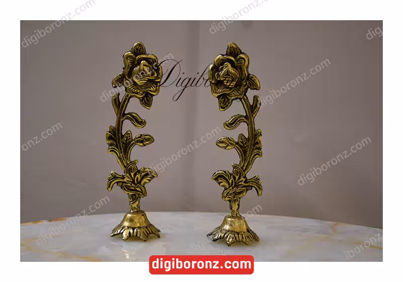 استند و مجسمه برنجی برنزی گل رز