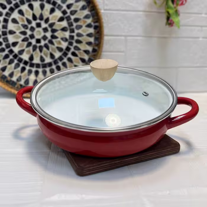 تابه لعابی 2 دسته دربدار قرمز 2/2 لیتری FRYPAN