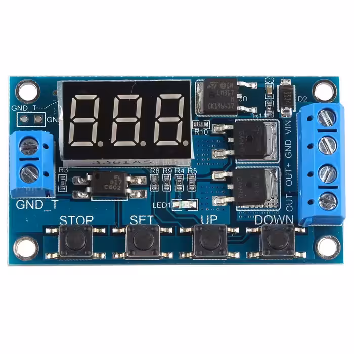 ماژول تایمر Dual MOS ولتاژ 12 تا 24 با چهار دکمه و سون سگمنت