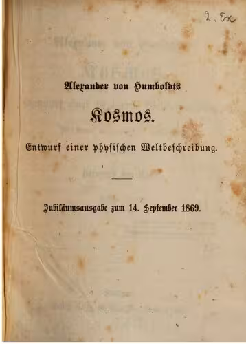 خرید و دانلود نسخه کامل کتاب Kosmos : Entwurf einer physischen Weltbeschreibung