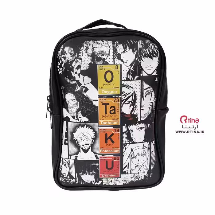 کوله پشتی سایز متوسط چرم مشکی مدل otaku