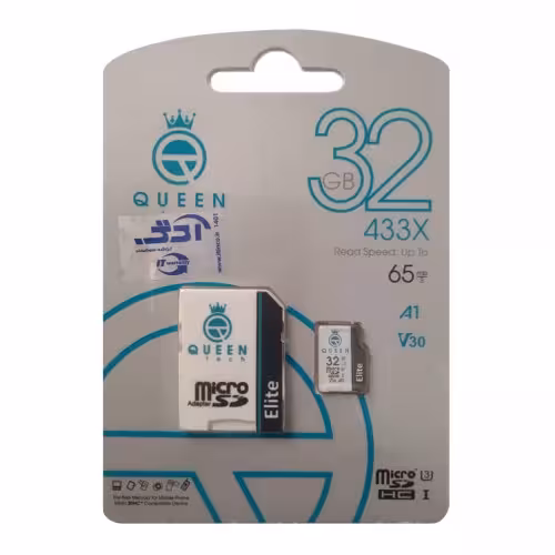 کارت حافظه QUEEN TECH 32G کلاس 10 سرعت 65MB/S همراه با آداپتور