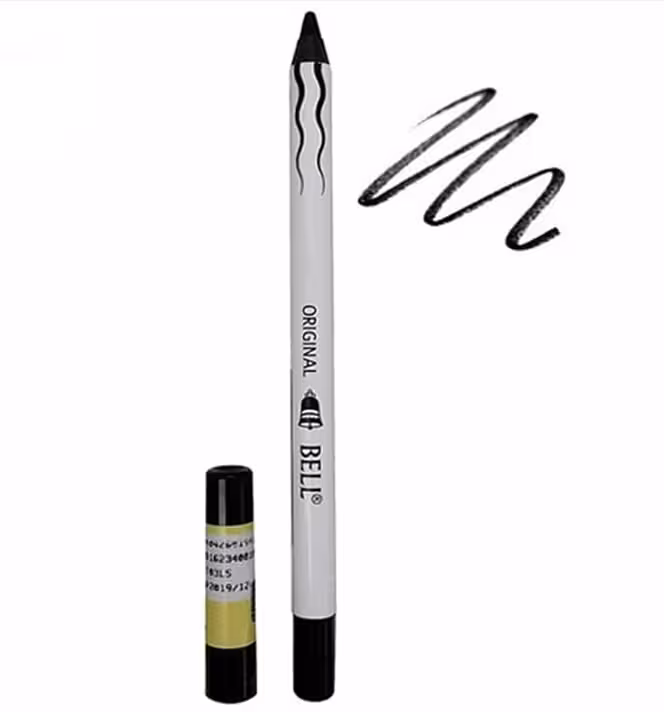 بل مداد چشم مشکی کربن بلک پوکه سفید اصل BELL Eyeliner pencil 100 carbon black