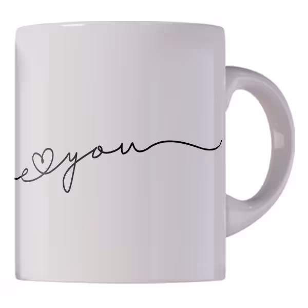 ماگ سفید سرامیکی طرح مینیمال  نوشته love you کد M4101