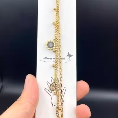 دستبند استیل 2لاین اویزدار