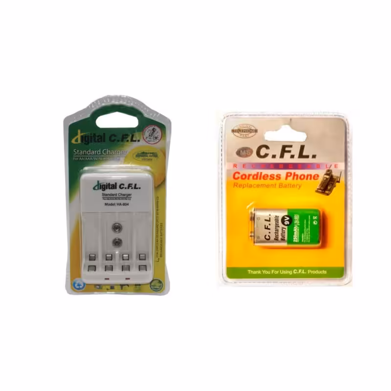 شارژر باتری سی اف ال مدل 804 به همراه باتری کتابی شارژی 250mAh CFL