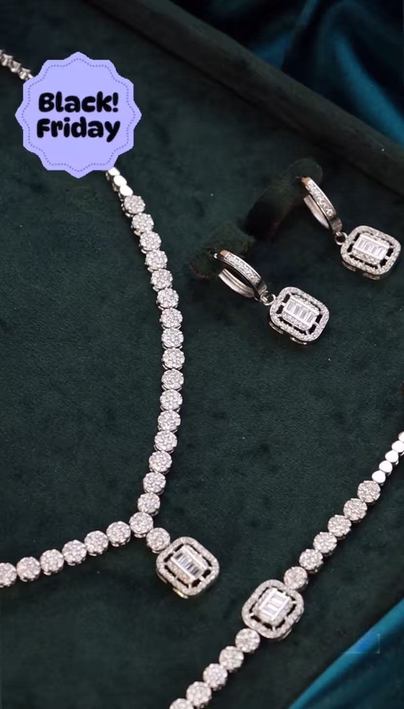 سرویس نقره پایه جواهر زنانه کد 60635