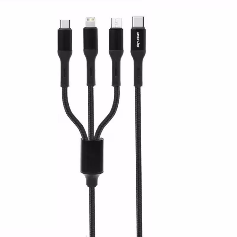 کابل تبدیل USB به microUSB / USB-C / لایتنینگ گرین لاین مدل GN3IN1C طول 1.2 متر
