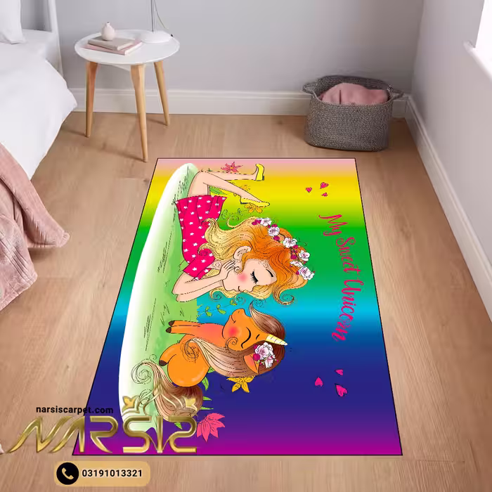 فرشینه کودک دخترانه طرح اسب تک شاخ من کد 6003