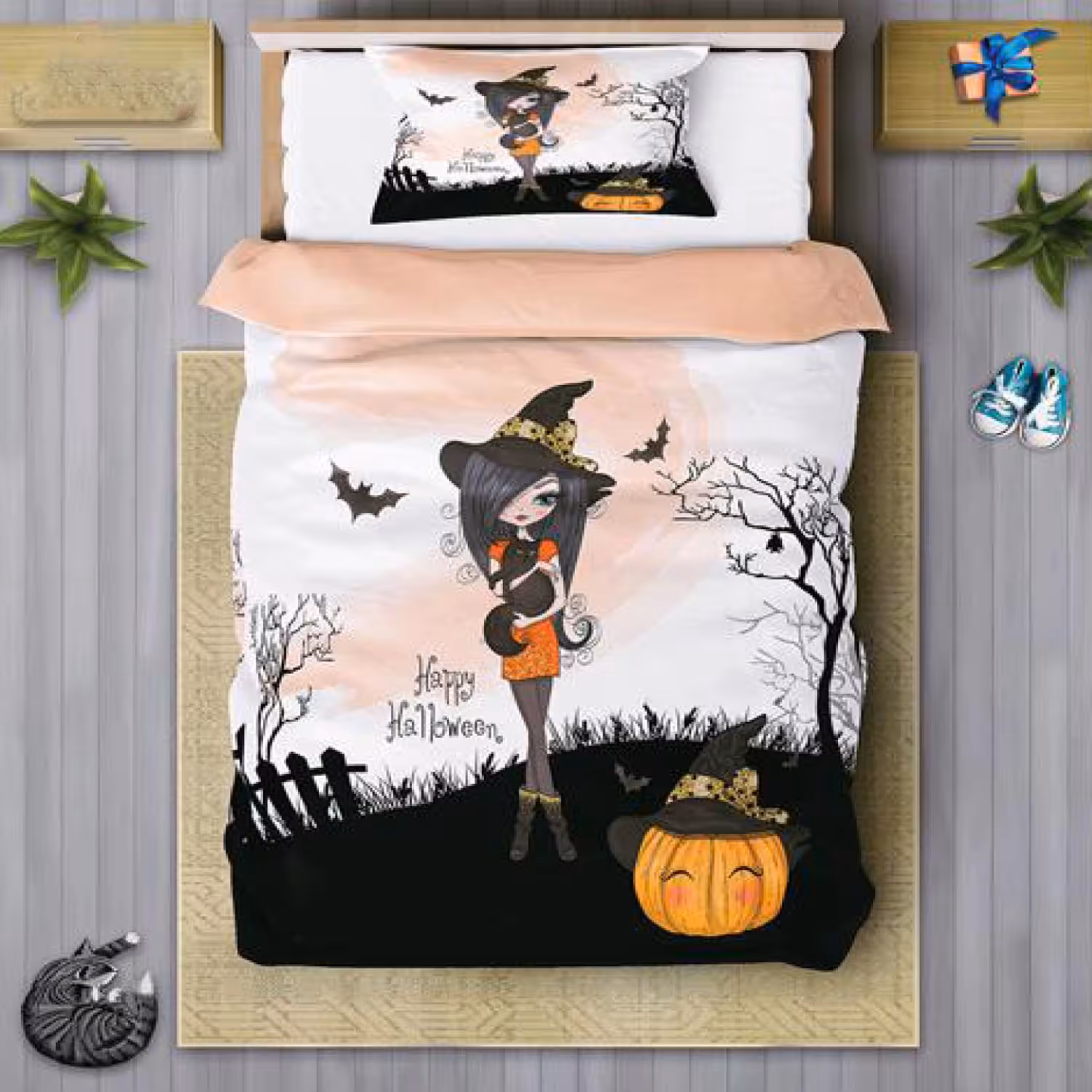 سرویس روتختی دخترانه چیداری مدل 7155 یک نفره چهار تکه