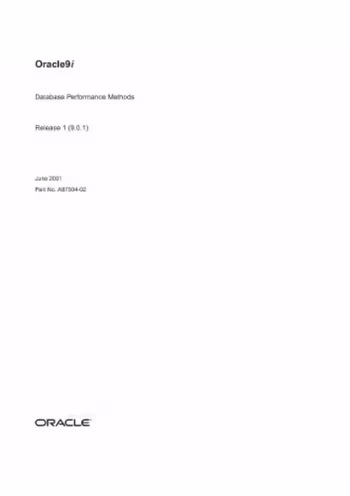 خرید و دانلود نسخه کامل کتاب Oracle 9i Database Performance Methods (Part No A87504-02) (Release 9 0 1) (2001)