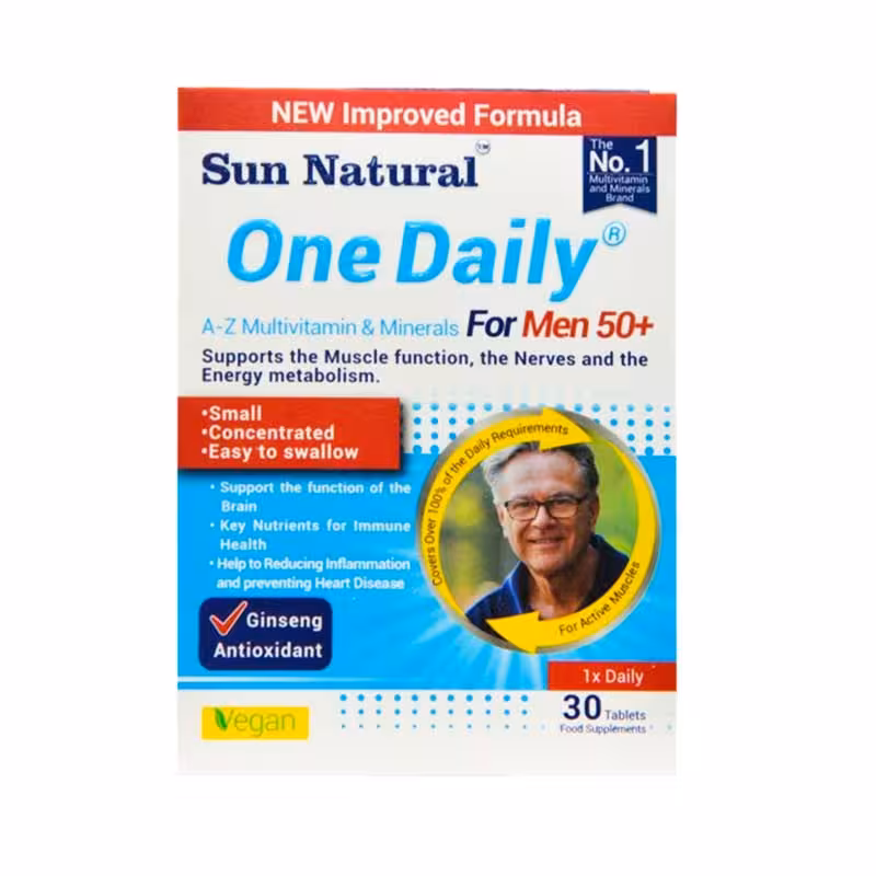 قرص وان دیلی آقایان  50 سال سان نچرال 30 عددی SUN NATURAL ONE DAILY A-Z FOR MEN  50