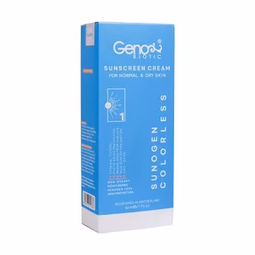 کرم ضد آفتاب ژنوبایوتیک مدل SPF 50 مناسب پوست نرمال و خشک حجم 50 میلی لیتر – لایت رز