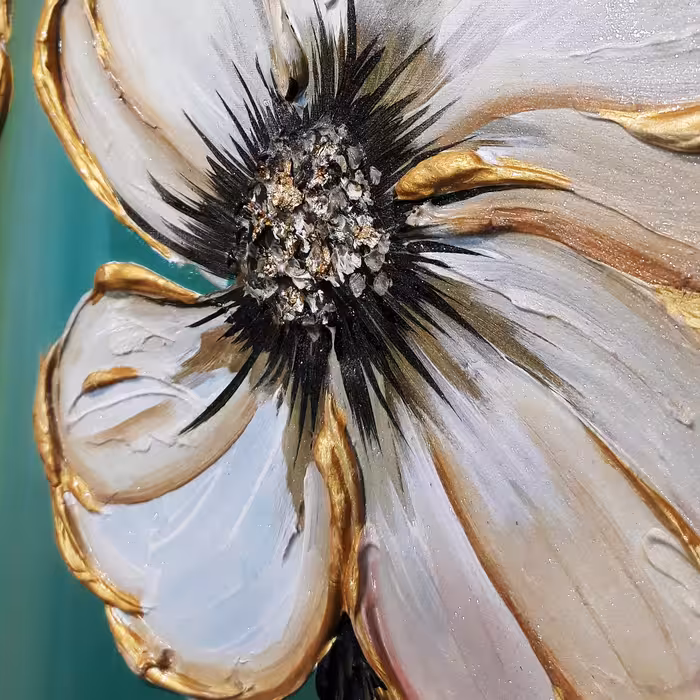 تابلو نقاشی میکس مدیا طرح رقص شکوفه ها کد 222