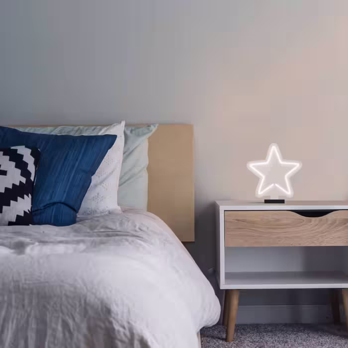 چراغ رومیزی ریموت دار مدل STARS-GL_WHT-GLASS