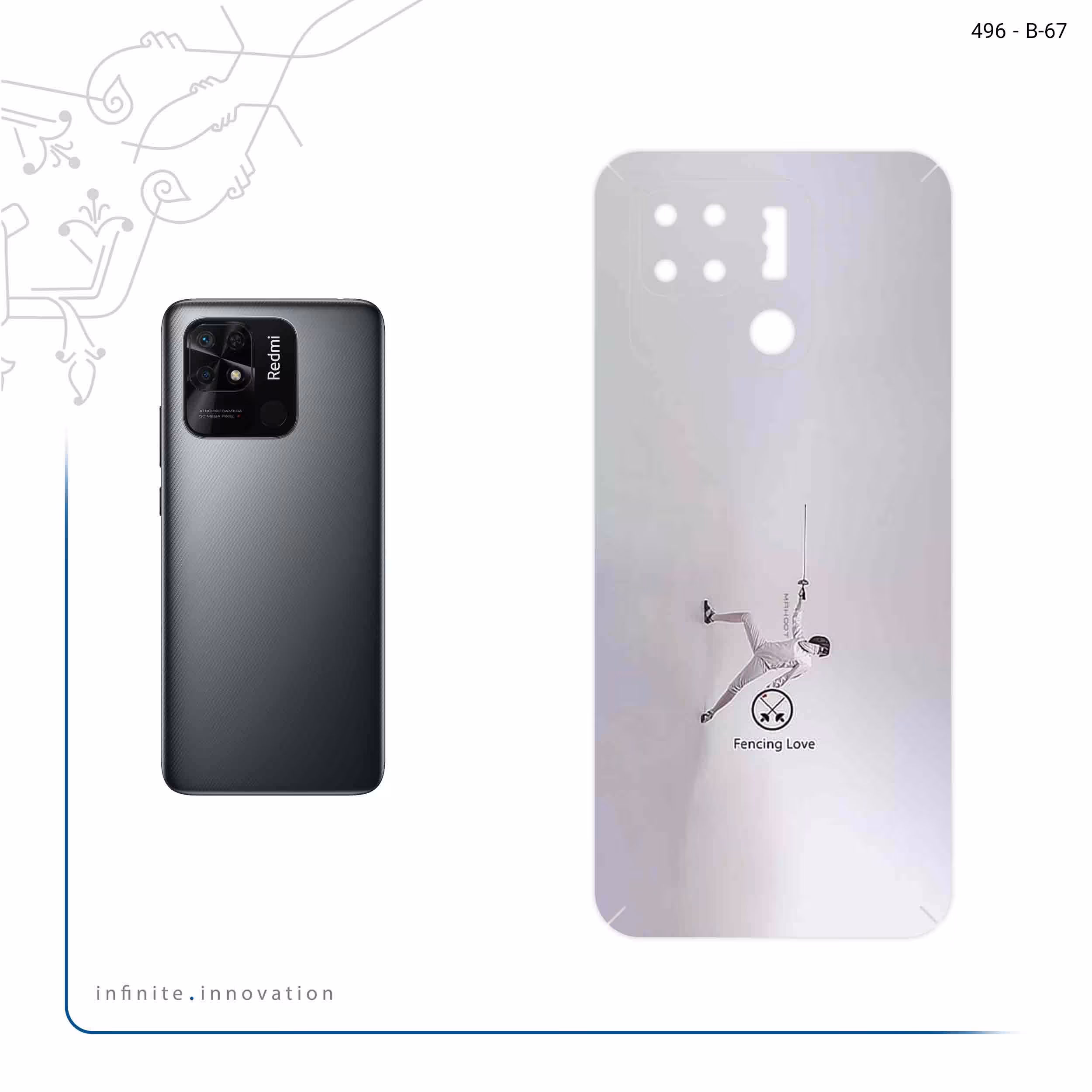 برچسب پوششی ماهوت مدل Fencing مناسب برای گوشی موبایل شیائومی Redmi 10C