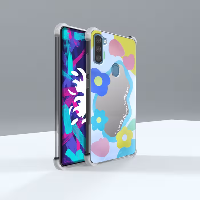 کاور لاین کینگ مدل آینه ایی نشکن طرح گل مناسب برای گوشی موبایل سامسونگ Galaxy A11