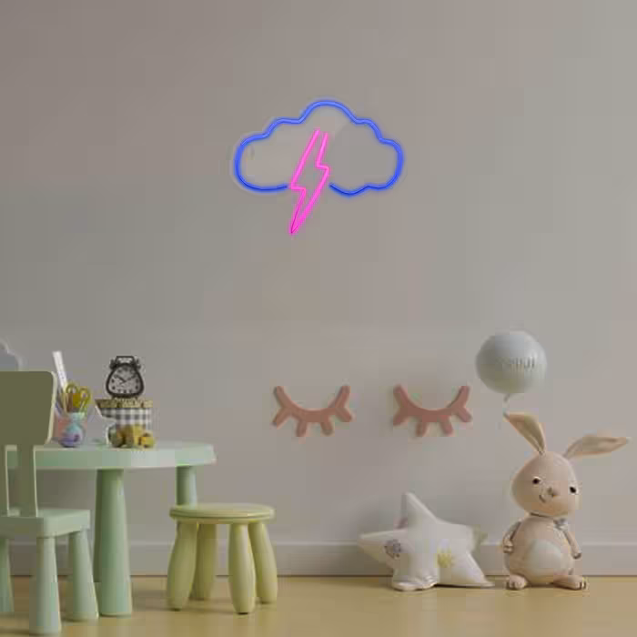چراغ دیواری نئون دیزاین طرح Cloud-Vs-Lightning_BL