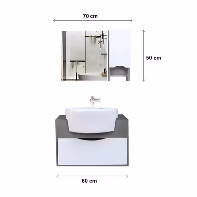 ست کابینت و روشویی آزالیا مدل میلانا60BM به همراه آینه و باکس