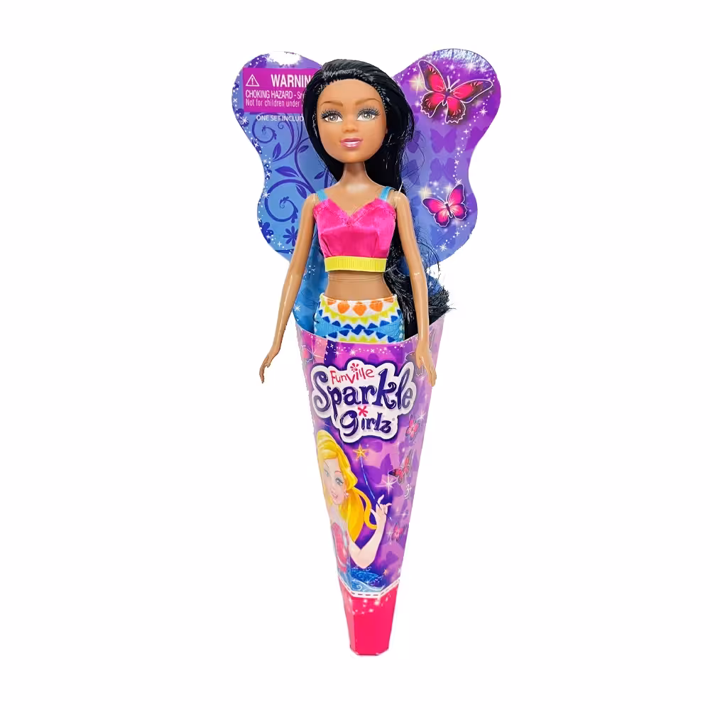 عروسک پیراهن سرخابی 30 سانتی Sparkle Girlz