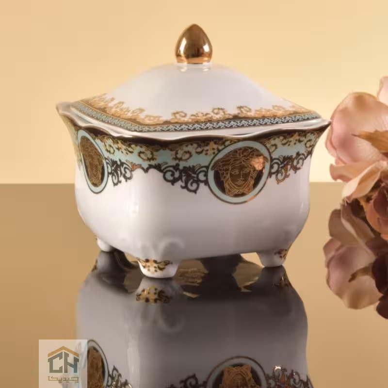 شکلات خوری چینی طرح ورساچه فیروزه ای مدل FP177