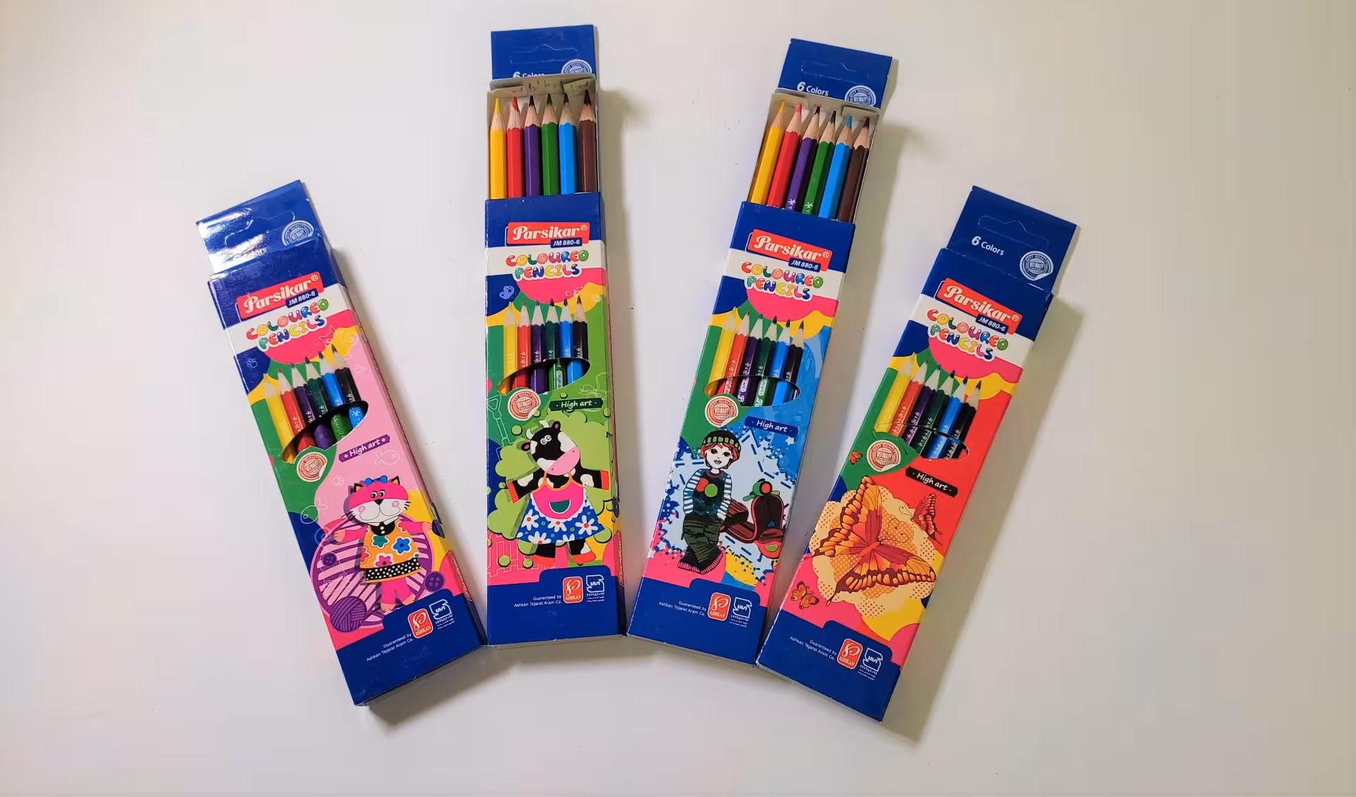 مداد رنگی 6 رنگ جلد مقوایی پارسی کار کد 6 – 880