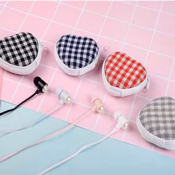 هندزفری با کیف طرح قلب مرواریدی handsfree With bag Heart