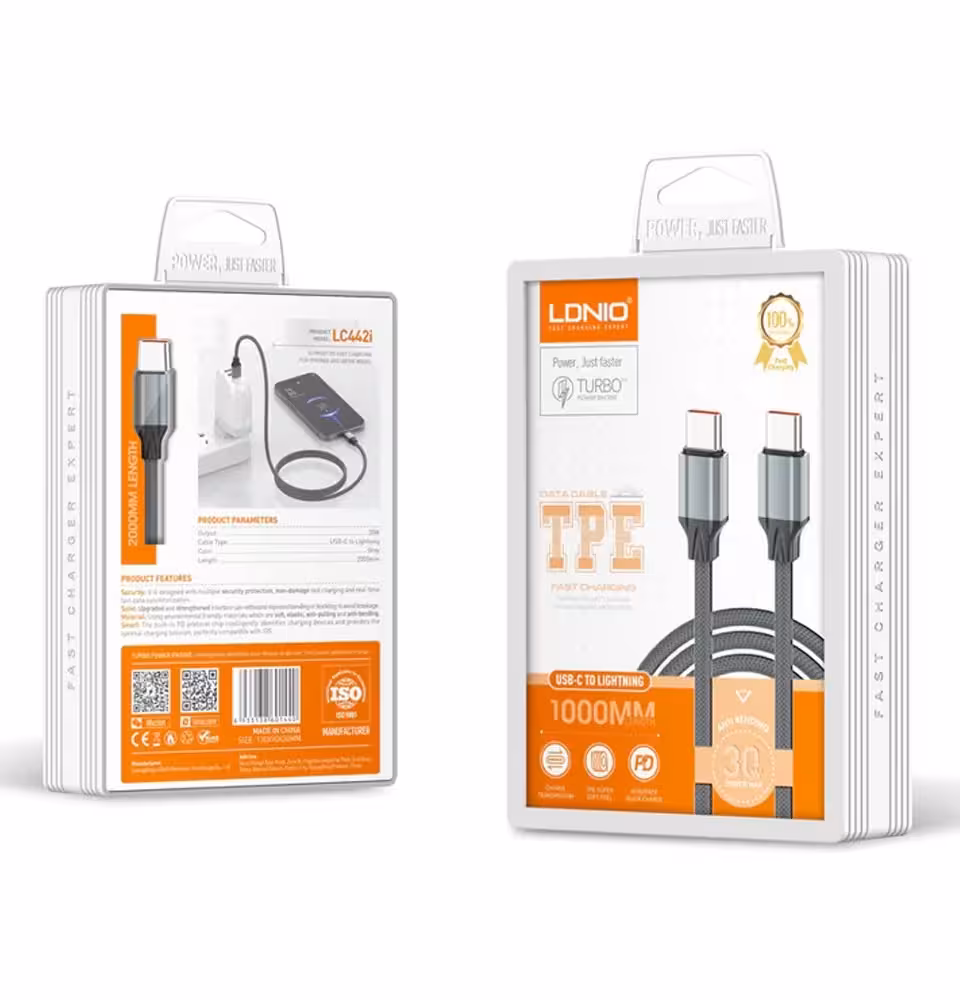 کابل شارژر تایپ سی TYPE-C به آیفون LIGHTNING الدینیو (عمده)