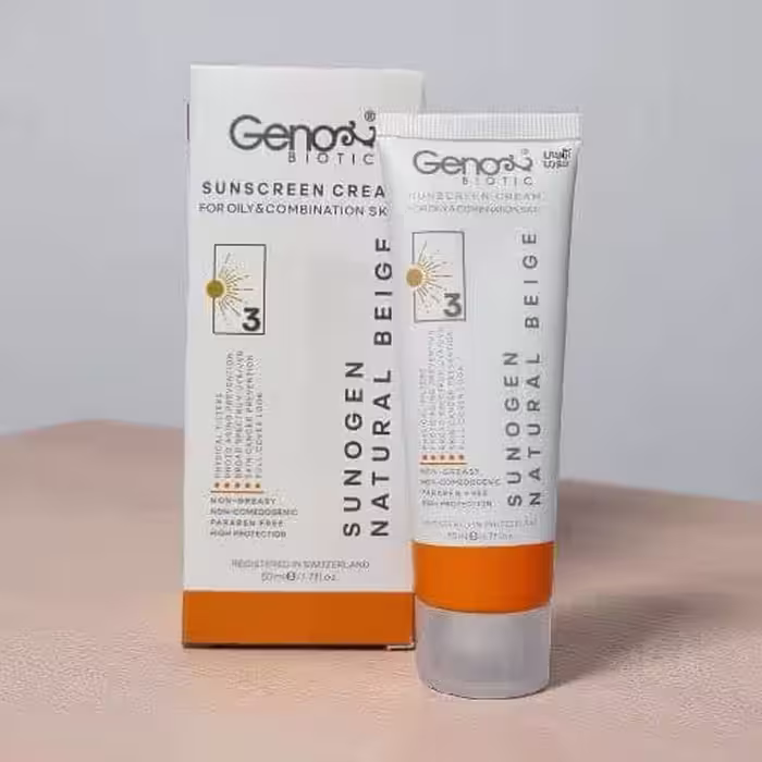 کرم ضدآفتاب رنگی ژنوبایوتیک، SPF50 شماره 3 مدل پوست چرب