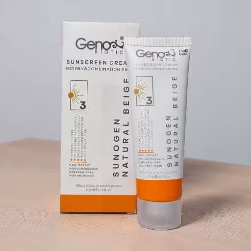 کرم ضدآفتاب رنگی ژنوبایوتیک، SPF50 شماره 3 مدل پوست چرب