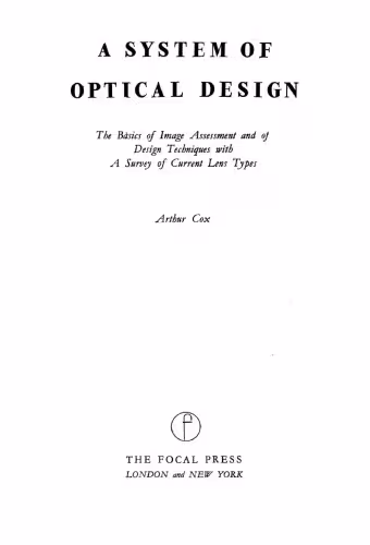 خرید و دانلود نسخه کامل کتاب A system of optical design